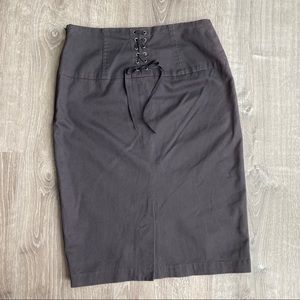 NWT Anthro Elevenses Lace Up Pencil Skirt Grey 0